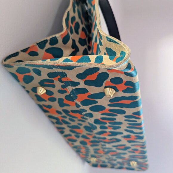 Clare V NWT Leopard Cheetah Print Neon Tote Bag Animal Print Cat Handbag Leather - Picture 8 of 13